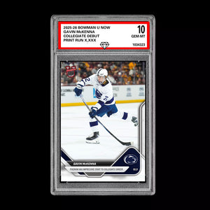Graded 10 Gavin McKenna #1 Topps Now Bowman U Rookie Penn State Hockey RC Card Ice Hockey