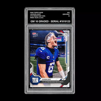 Graded 10 2026 Topps Now Jaxson Dart New York Gaints PRESALE Football