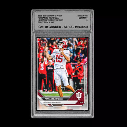 Graded 10 Fernando Mendoza HEISMAN RC 2025-26 Bowman U Now Rooke Card  #60 Football