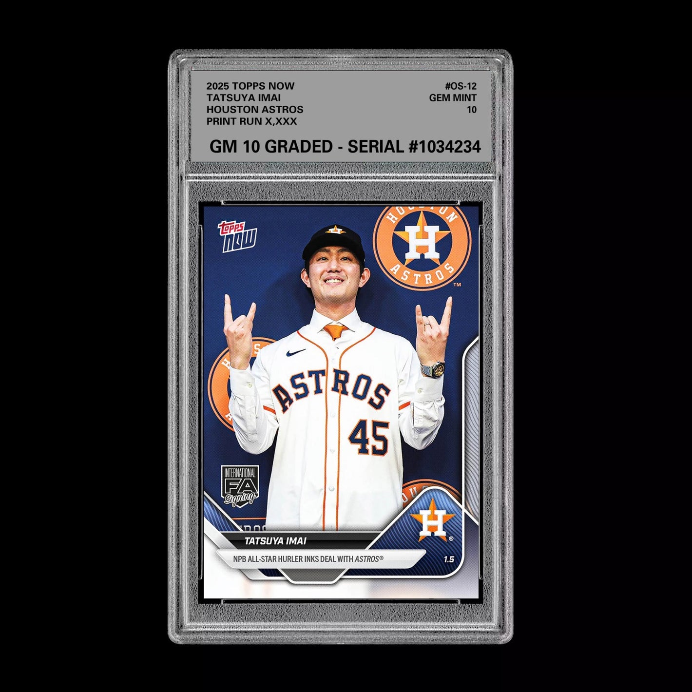 Graded 10 Tatsuya Imai 2025 MLB Topps NOW #OS-12 Houston Astros Card RC Rookie Baseball