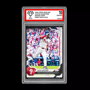 Graded 10 Justin Crawford Rookie Card 39 2026 Topps NOW Phillies PRESALE Baseball