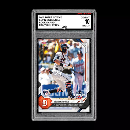 Graded 10 Kevin McGonigle RC Rookie #7 2026 Topps Now MLB Opening Day  Baseball