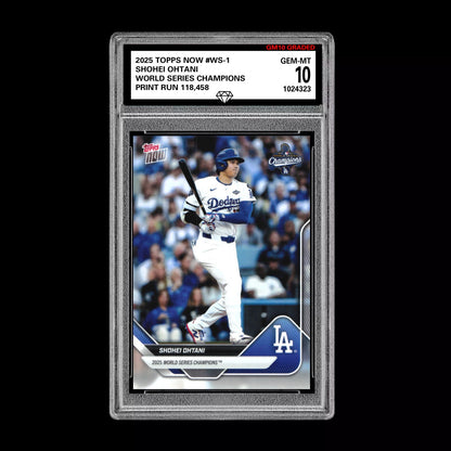 Graded 10 Shohei Ohtani #WS-1 2025 Topps Now World Series Champions Dodgers Baseball