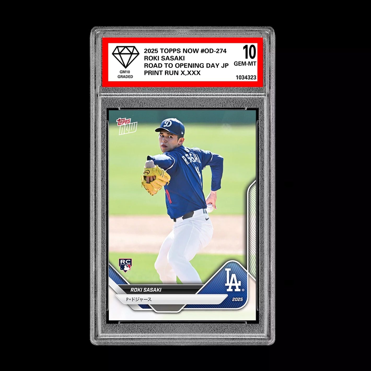 Graded 10 Roki Sasaki RC Japan 2025 Topps Now Road to Opening Day OD-274  Baseball