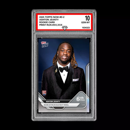 Graded 10 Ashton Jeanty #D-2 RC Rookie 2025 Topps Now 1st Draft Pick RAIDERS  Football
