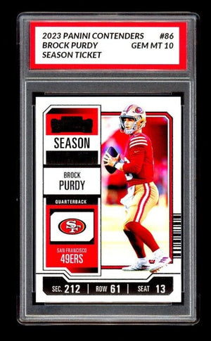 Graded 10 Brock Purdy #86 2023 Contenders Season Ticket 49ers RC Rookie Football