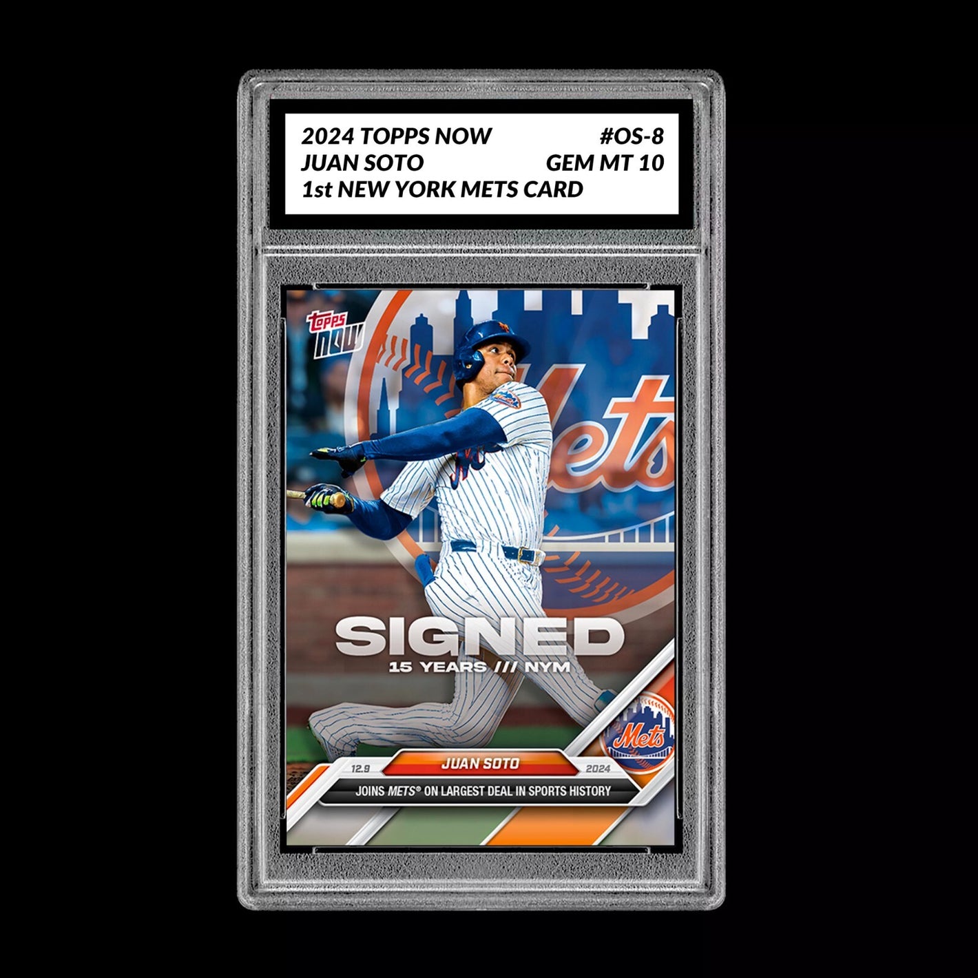 Graded 10 Juan Soto #OS-8 2024 MLB Topps NOW First New York Mets Card Baseball