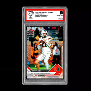 Graded 10 Carson Beck #65 Miami Hurricanes 2025-26 Bowman U NOW PRESALE Basketball