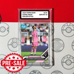 Graded 10 LIONEL MESSI #134 CLEBRATES GOLAZO 2024 TOPPS NOW MLS LEAGUE Soccer