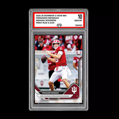 Graded 10 Fernando Mendoza 2025-26 Bowman U Now #64 Indiana Hoosiers PRESALE Football