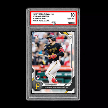 Graded 10 Konnor Griffin RC Rookie #154 2026 Topps Now MLB Pirates Presale Baseball
