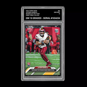 Graded 10 Jayden Daniels #24 ROOKIE OF THE YEAR 2024 Topps NOW RC Commanders Football