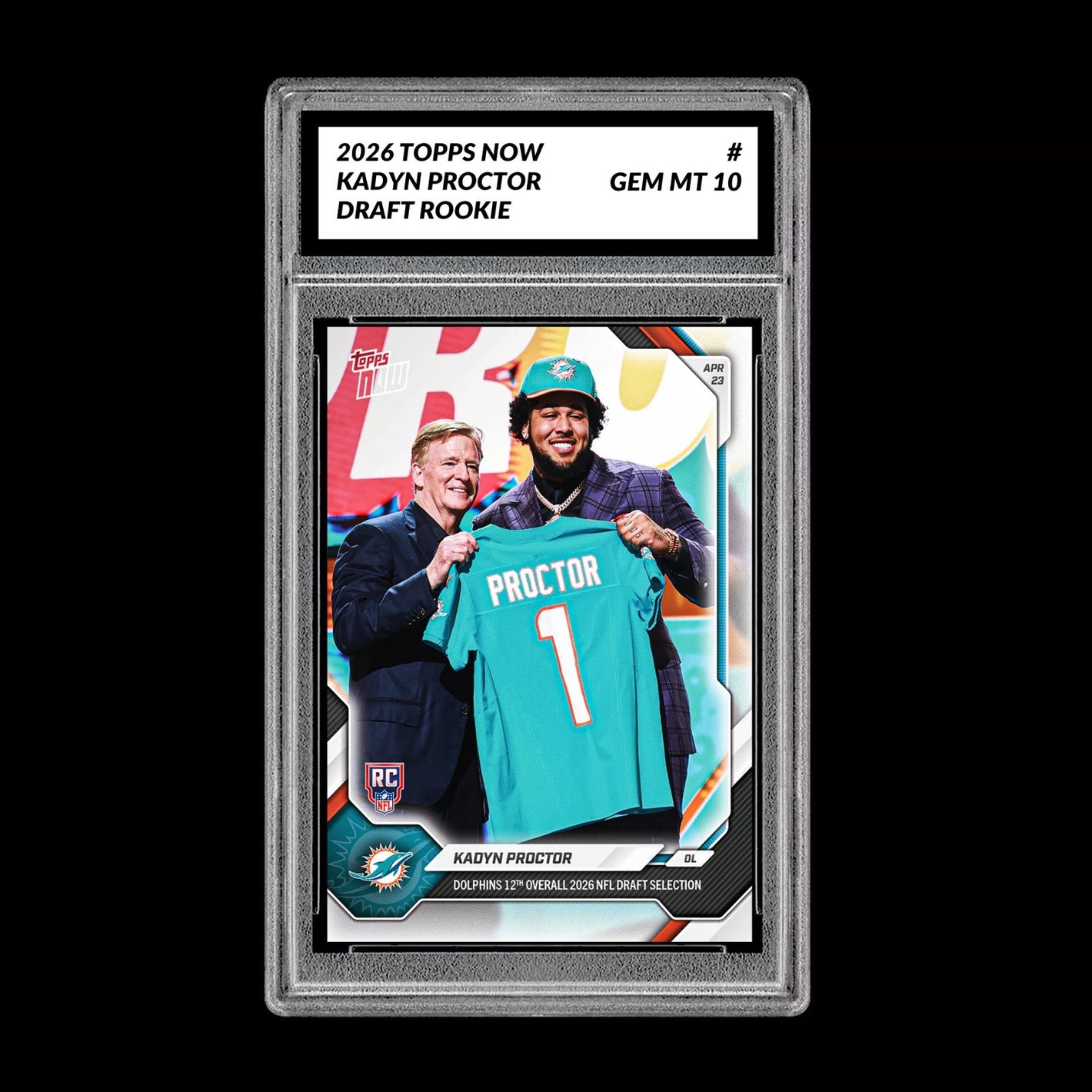 Graded 10 Kadyn Proctor 2026 TOPPS NOW RC Rookie Card Dolphins  Football