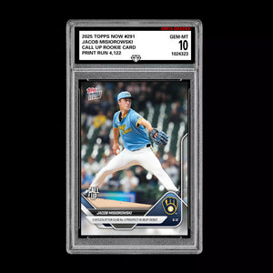 Graded 10 Jacob Misiorowski - 2025 TOPPS NOW #291 RC Rookie Call Up Card Baseball