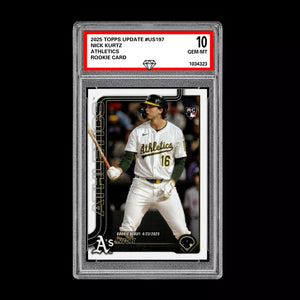 Graded 10 Nick Kurtz #US197 RC Rookie Card 2025 MLB Topps Update Athletics Baseball