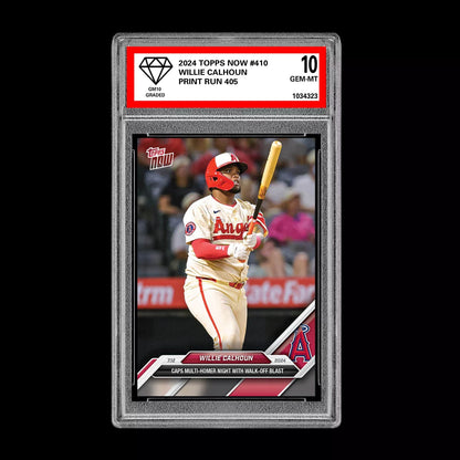 Graded 10 Willie Calhoun 2024 Topps Now #410 Multi HR Night Los Angeles Angels Baseball