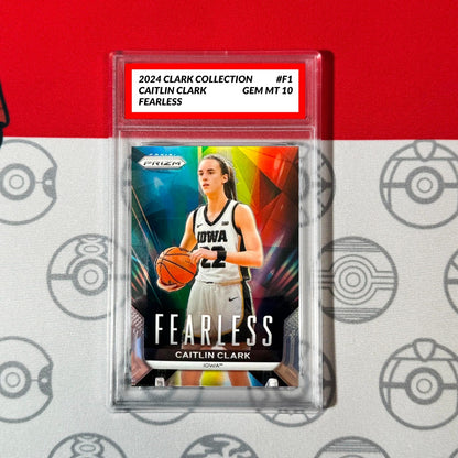 Graded 10 Caitlin Clark RC Rookie 2024 Panini Collection Prizm Fearless Card #F1 Basketball