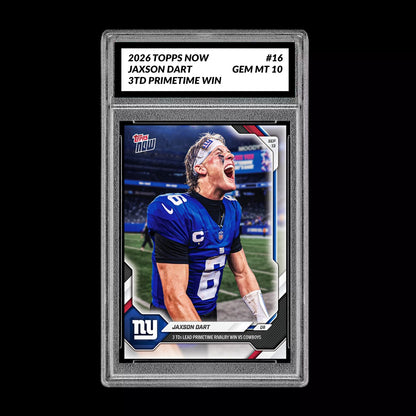Graded 10 2026 Topps Now Jaxson Dart New York Gaints PRESALE Football
