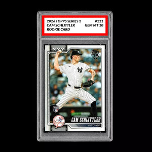 Graded 10 Cam Schlittler #111  Rookie Card RC 2026  Topps Series 1 Yankees Baseball