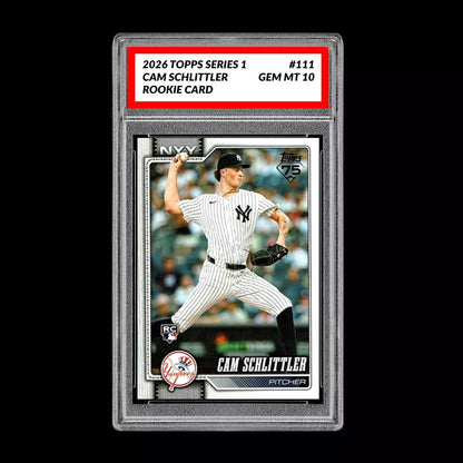 Graded 10 Cam Schlittler #111  Rookie Card RC 2026  Topps Series 1 Yankees Baseball