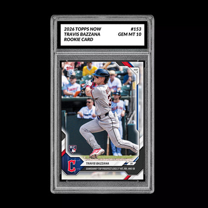 Graded 10 Travis Bazzana 2026 Topps NOW #153 Rookie Card Guardians PRESALE Baseball