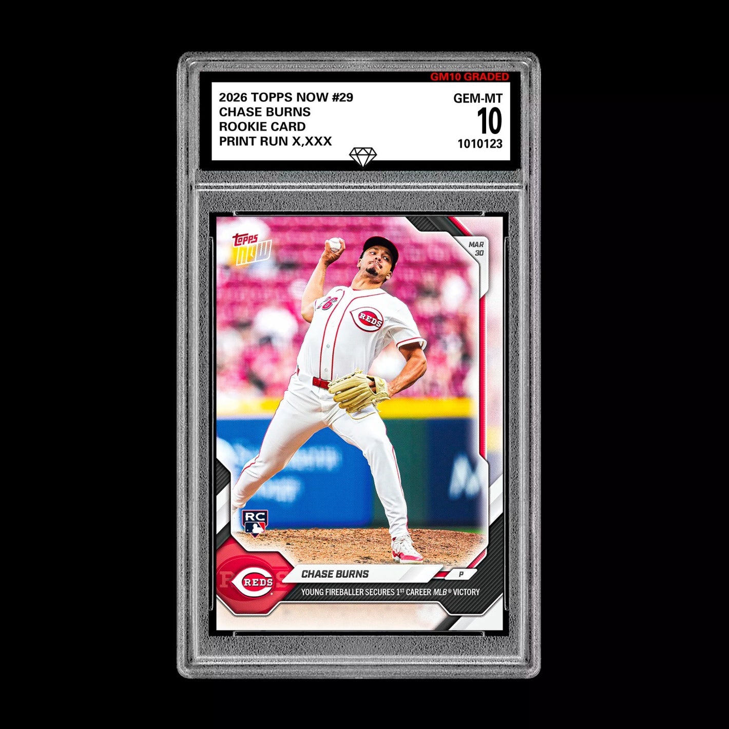 Graded 10 Chase Burns RC Rookie Card 29 2026 Topps NOW Cincinnati Reds  Baseball