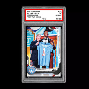 Graded 10 Keldric Faulk 2026 TOPPS NOW RC Rookie Card Titans PRESALE Football