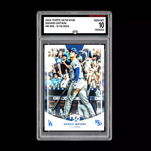 Graded 10 SHOHEI OHTANI HR #50 - 2024 Topps 50/50 Card #100 Dodgers MLB History Baseball