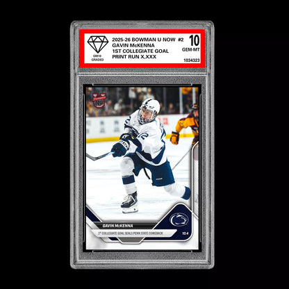 Graded 10 Gavin McKenna #2 Topps Now Bowman U Rookie Card Penn State Hockey RC Ice Hockey