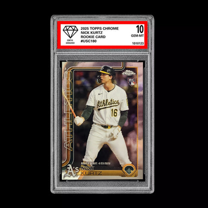Graded 10 Nick Kurtz #USC180 RC Rookie Card 2025 MLB Topps Chrome Athletics Baseball