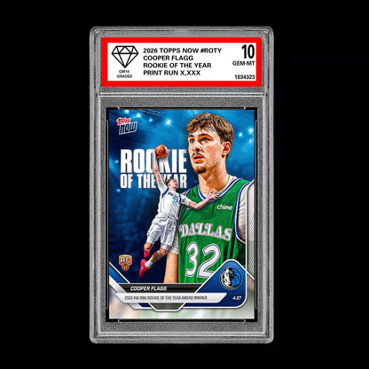 Graded 10 Cooper Flagg RC Rookie Card 2026 NBA Topps Now #ROTY Dallas Presale Basketball