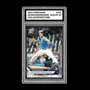 Graded 10 Jacob Misiorowski - 2025 TOPPS NOW #291 RC Rookie Call Up Card Baseball