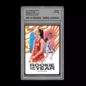 Graded 10 CAITLIN CLARK ROOKIE OF THE YEAR 2024 Panini Instant #CCROY RC Basketball