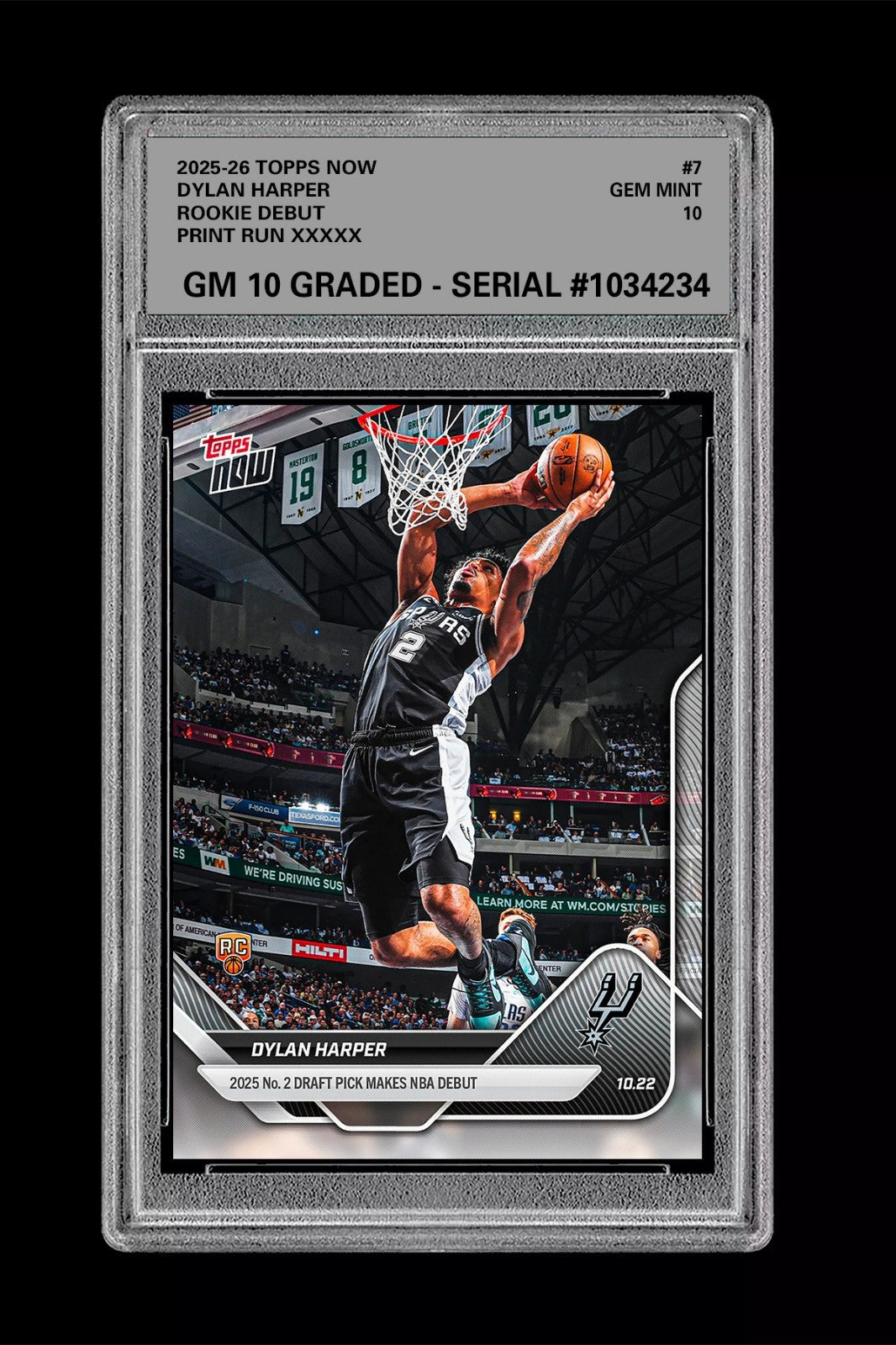 Graded 10 DYLAN HARPER ROOKIE RC 2025-26 TOPPS NOW  #7 Basketball - Presale Basketball