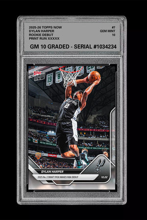 Graded 10 DYLAN HARPER ROOKIE RC 2025-26 TOPPS NOW  #7 Basketball - Presale Basketball