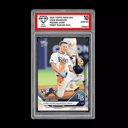 Graded 10 Jake Mangum #25 RC Rookie 2025 MLB TOPPS NOW Card Tampa  Baseball