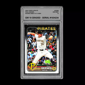 Graded 10 Paul Skenes Rookie DEBUT Card 2024 MLB TOPPS UPDATE US288 Pirates RC Baseball