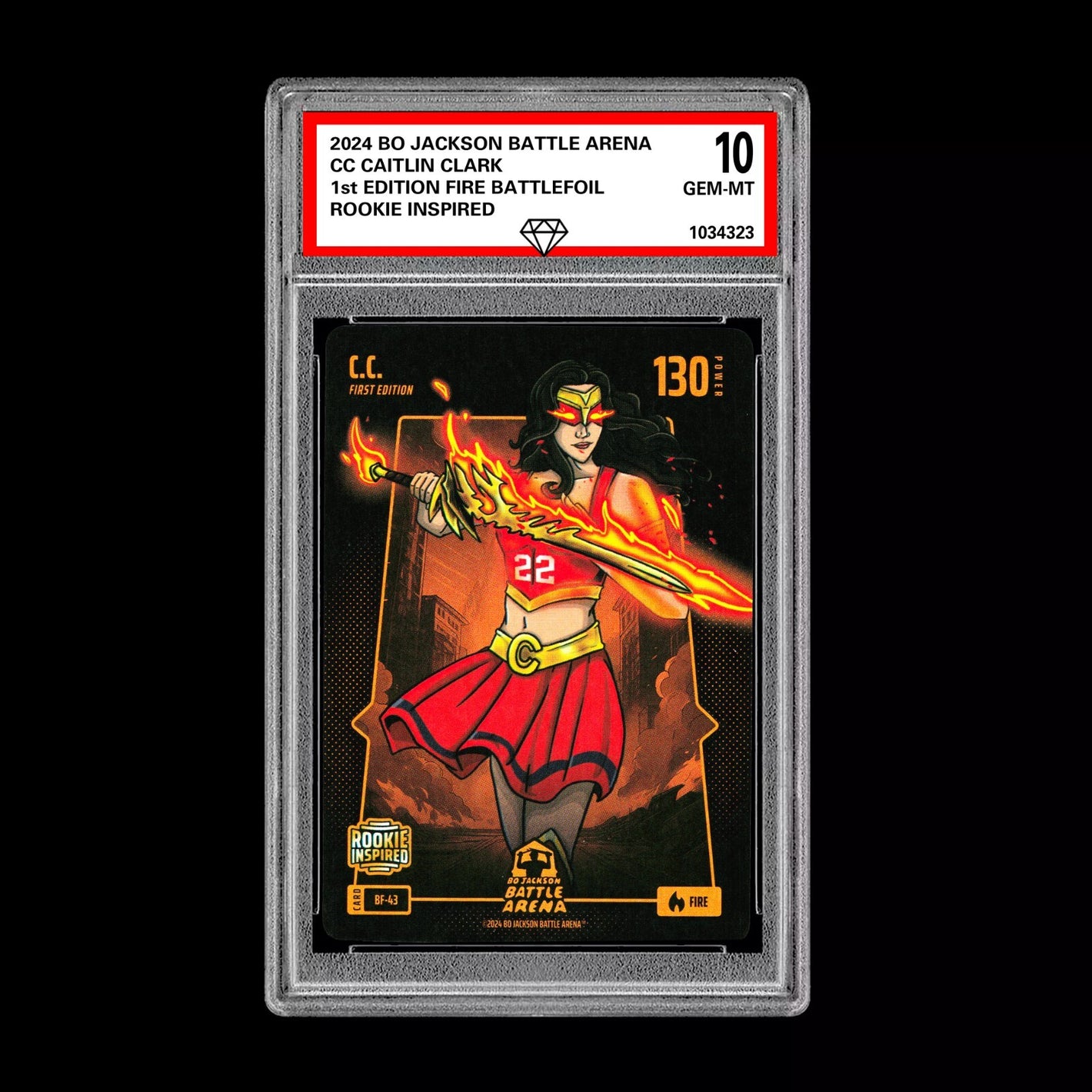 Caitlin Clark CC Graded 10 Rookie Fire BATTLEFOIL BF-43 Bo Jackson Battle Arena Basketball