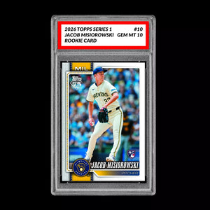 Graded 10 Jacob Misiorowski #10 2026 Topps Series 1 Milwaukee Brewers Baseball