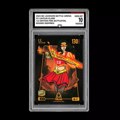 Caitlin Clark CC Graded 10 Rookie Fire BATTLEFOIL BF-43 Bo Jackson Battle Arena Basketball