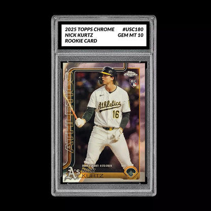 Graded 10 Nick Kurtz #USC180 RC Rookie Card 2025 MLB Topps Chrome Athletics Baseball