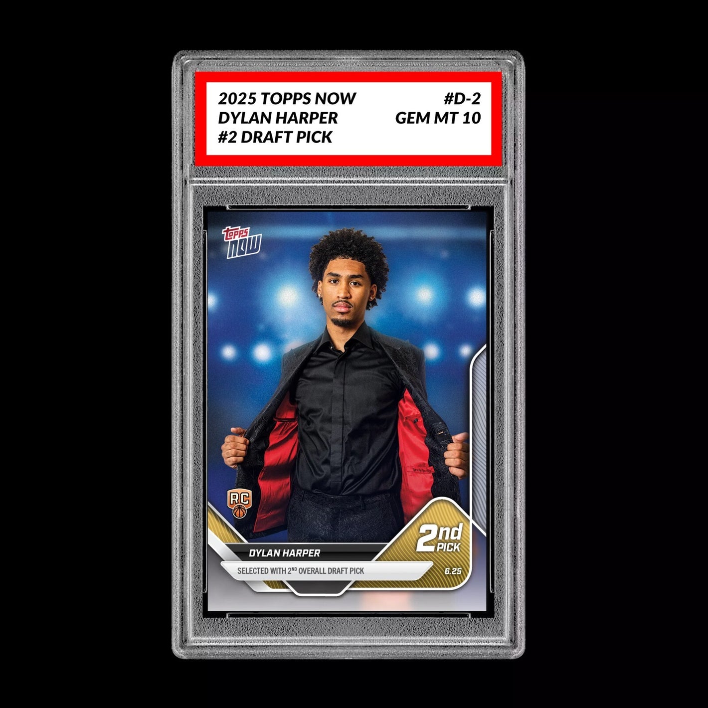 Graded 10 Dylan Harper 2025 TOPPS NOW Card #D-2 RC #2 Pick Draft Basketball