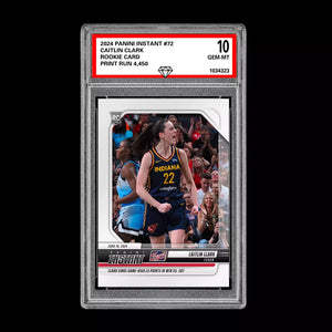 Graded 10 Caitlin Clark #72 2024 Panini Instant RC Rookie Card Indiana Fever Basketball