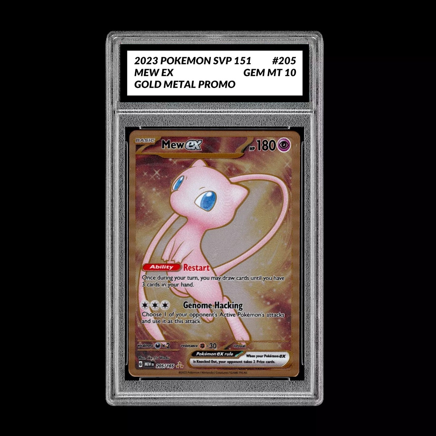 Graded 10 Pokemon 151 Mew EX #205/165 Gold Metal Ultra Premium Collection Promo