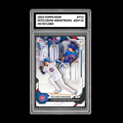 Graded 10 Pete Crow-Armstrong 2026 MLB Topps NOW - Card #712 40/40 PCA PRESALE Football