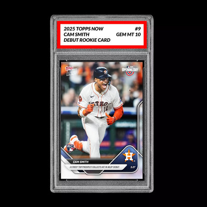 Graded 10 Cam Smith RC 1st Hit Astros Debut 2025 MLB Topps NOW Card 9 Baseball