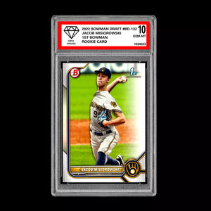 Graded 10 Jacob Misiorowski 2022 Bowman Draft #BD-132 1st Bowman Card Baseball