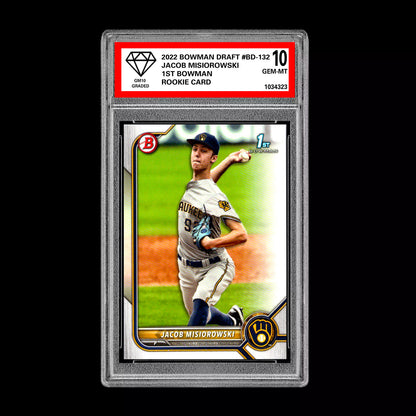 Graded 10 Jacob Misiorowski 2022 Bowman Draft #BD-132 1st Bowman Card Baseball