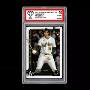 Graded 10 Nick Kurtz #US197 RC Rookie Card 2025 MLB Topps Update Athletics Baseball