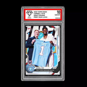 Graded 10 Carnell Tate 2026 TOPPS NOW RC Rookie Card Titans Football